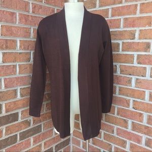 JM Collection Brown open front sweater